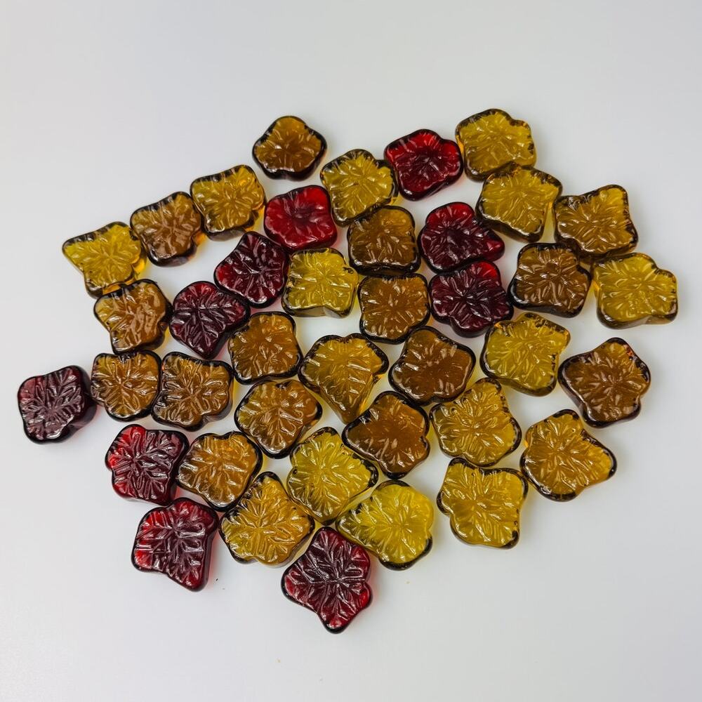 Assortment of 40 Glass Red and Amber Leaves Home Decor - Picture 6 of 6